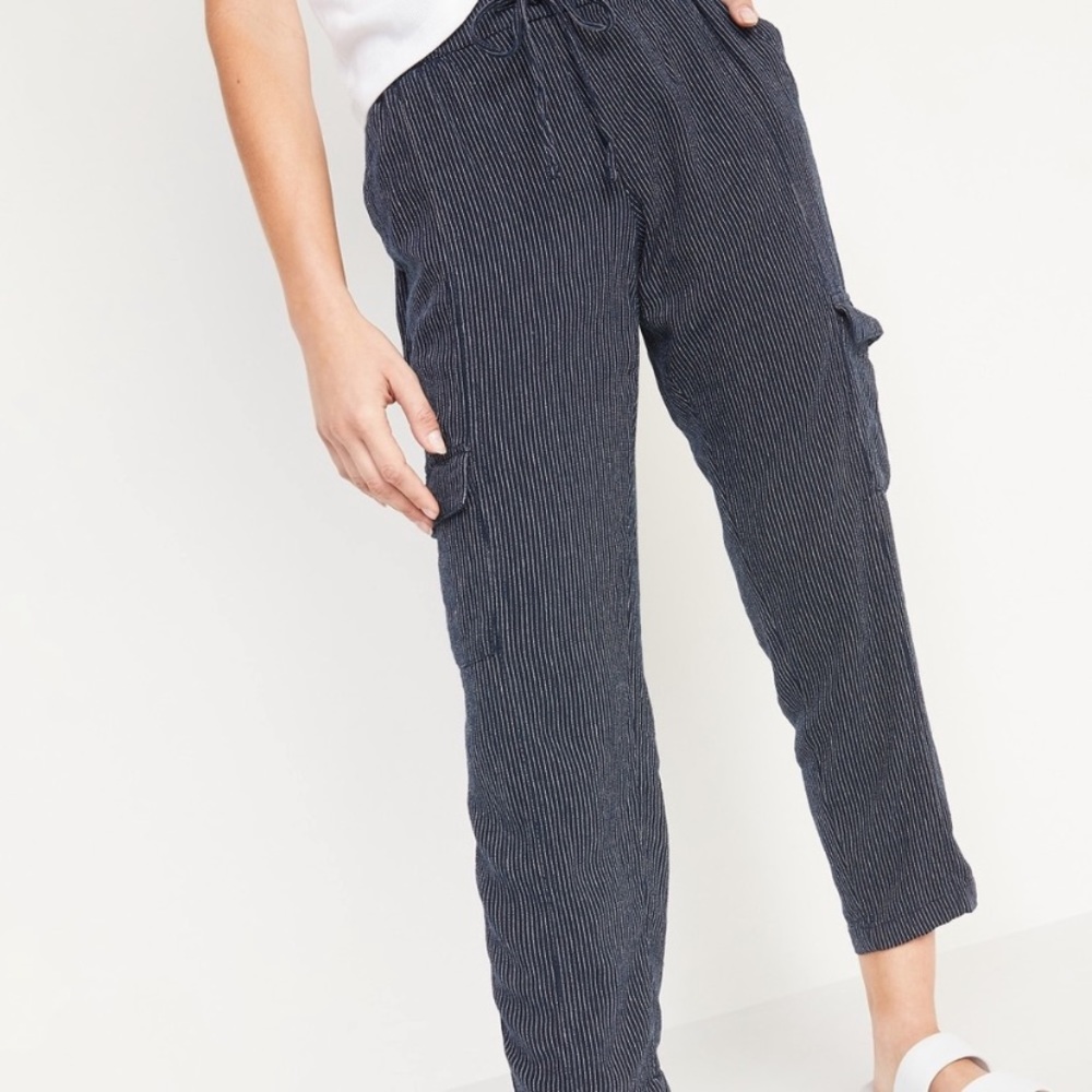 Old Navy Striped Linen Drawstring Pants
